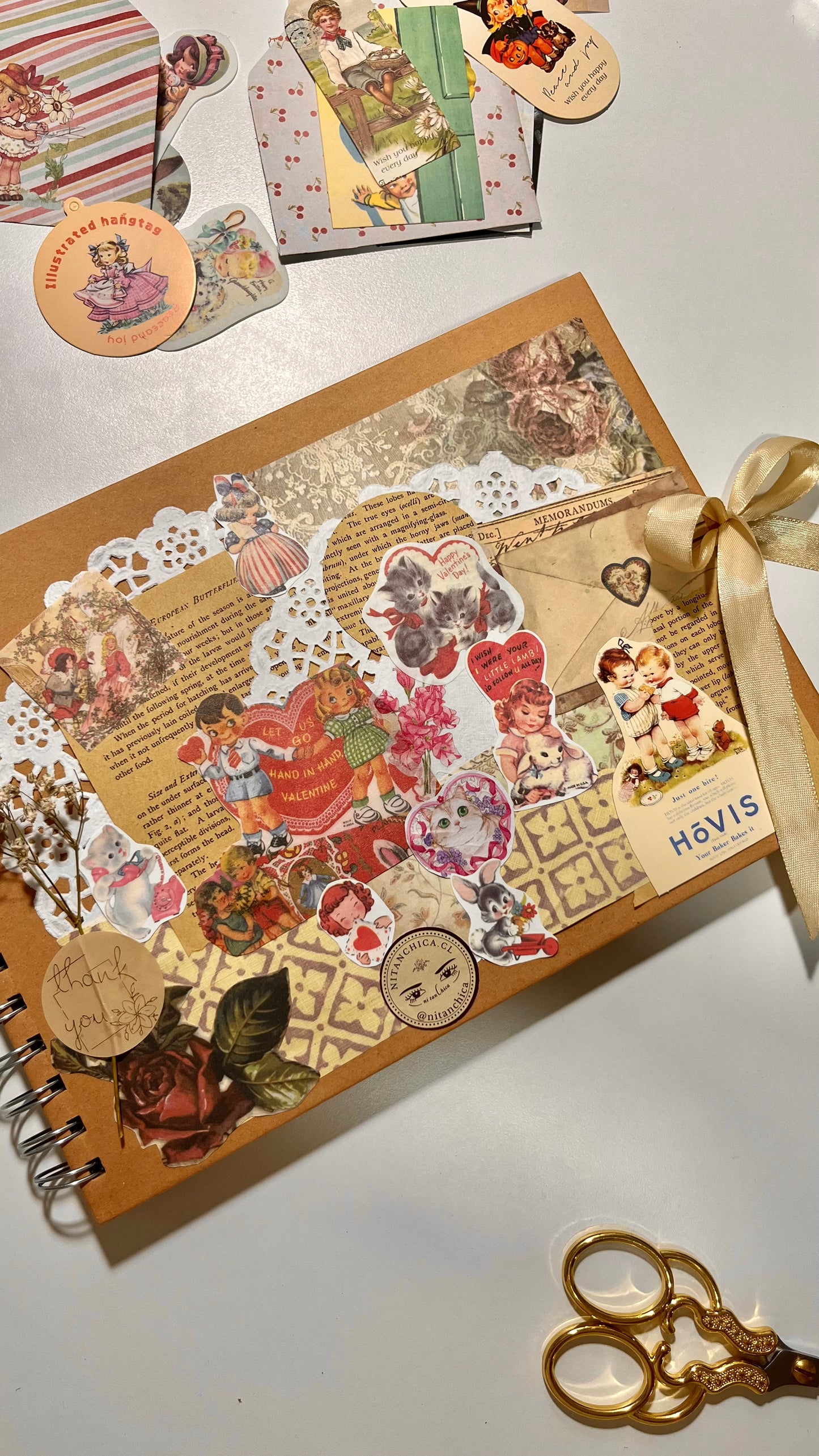 Cuaderno tipo álbum San Valentín intervenido