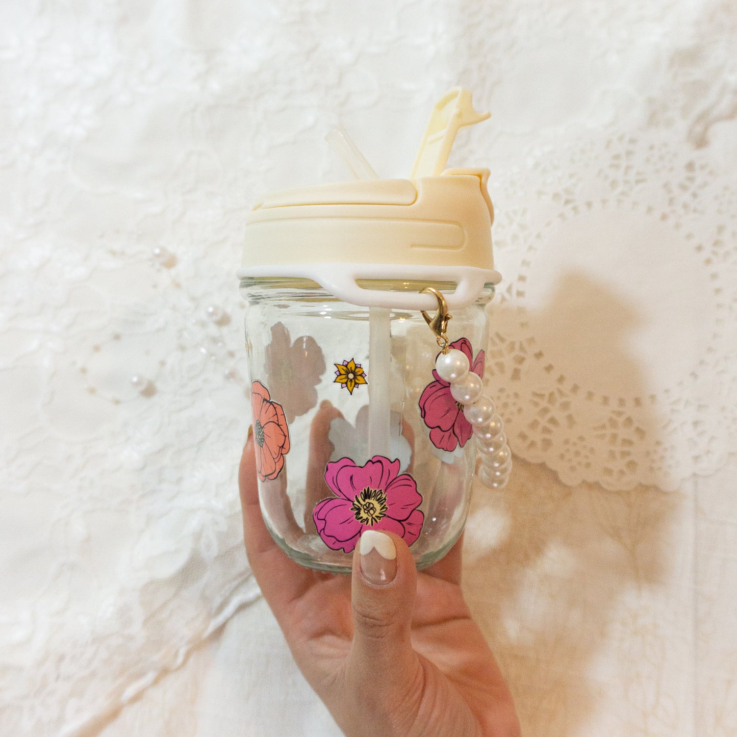 Vasito de vidrio flores