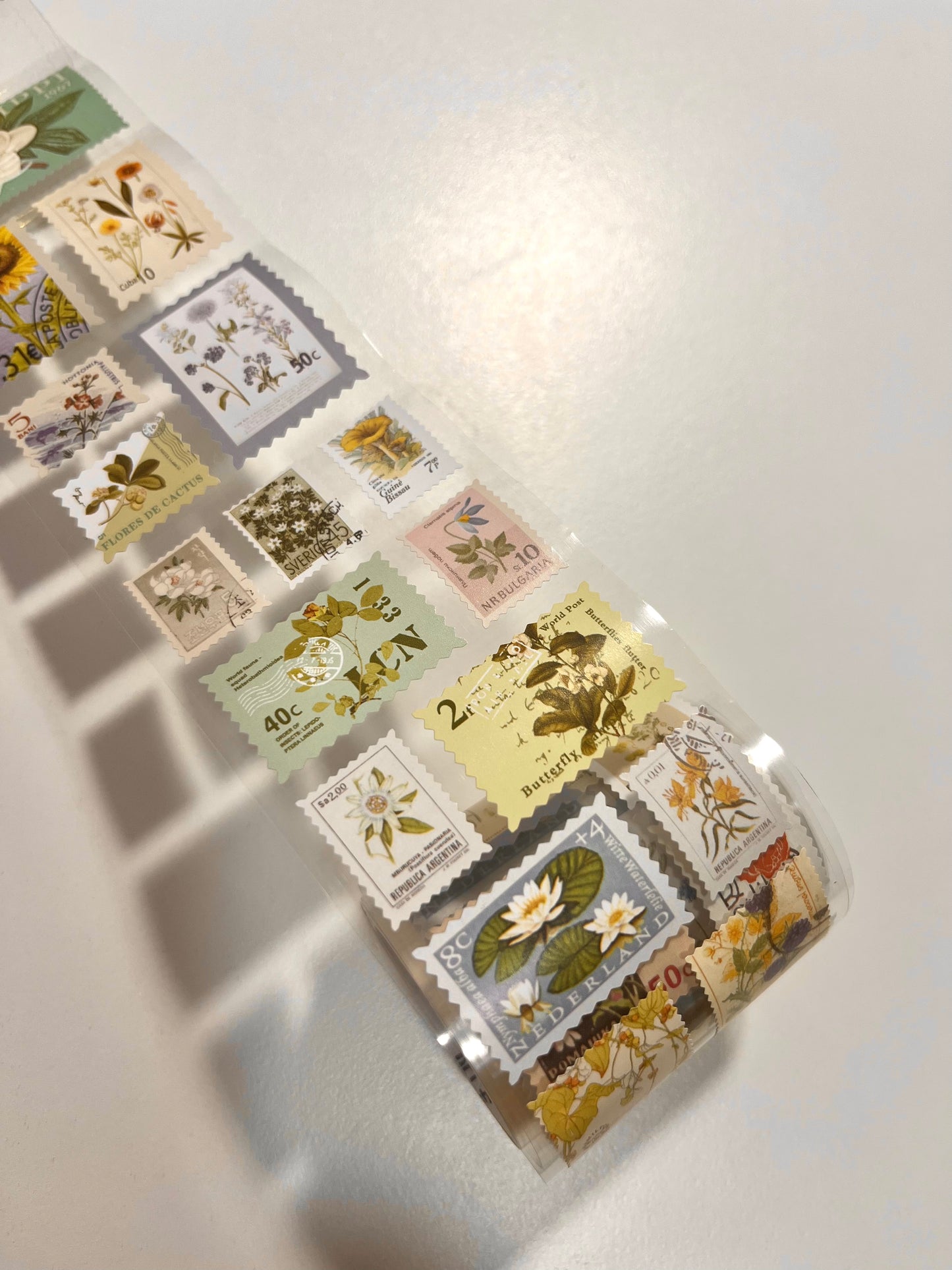 Rollo de Stickers Flores estampillas retro