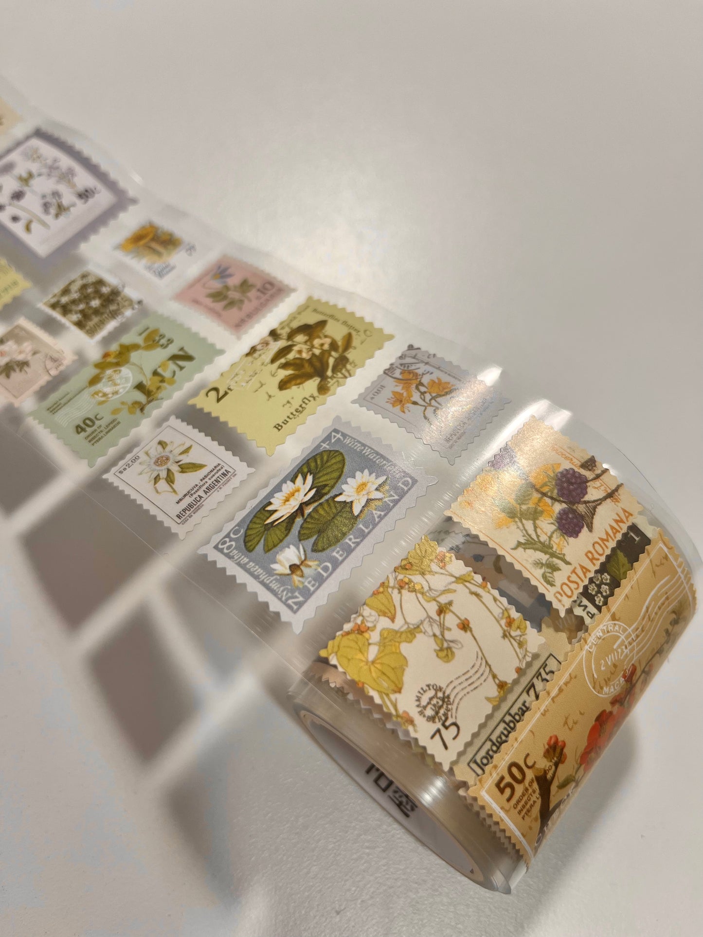 Rollo de Stickers Flores estampillas retro