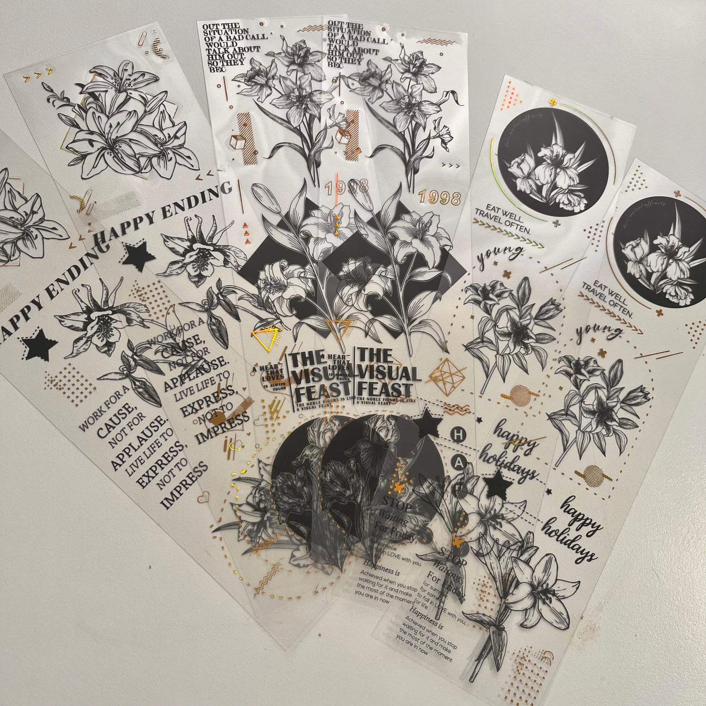 Set 6 Láminas Stickers Impermeables Blooming season