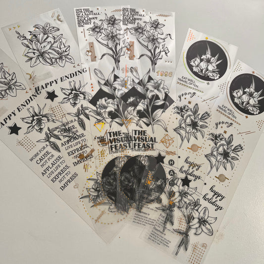 Set 6 Láminas Stickers Impermeables Blooming season