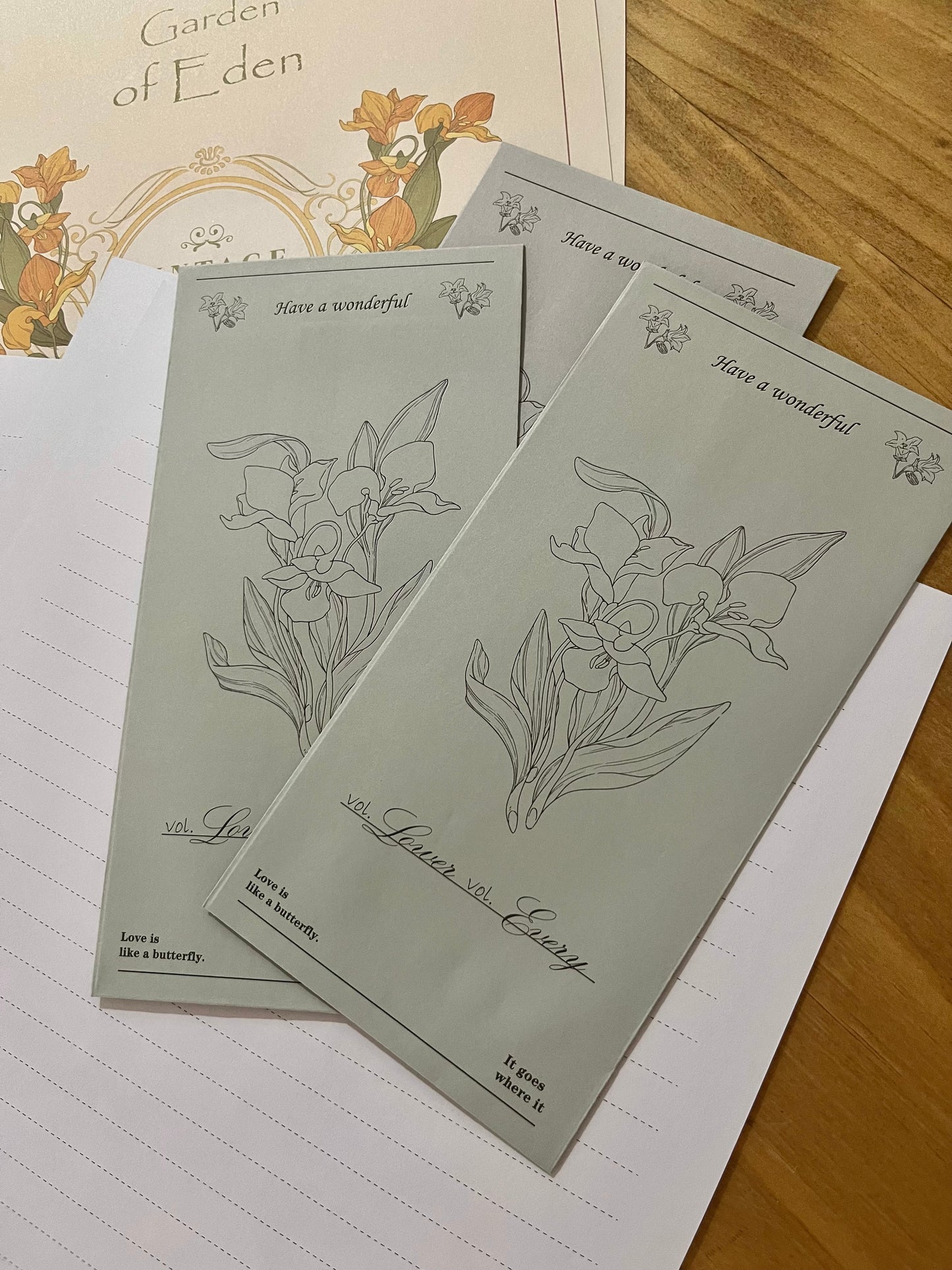 Set Cartas y sobres Garden of Eden