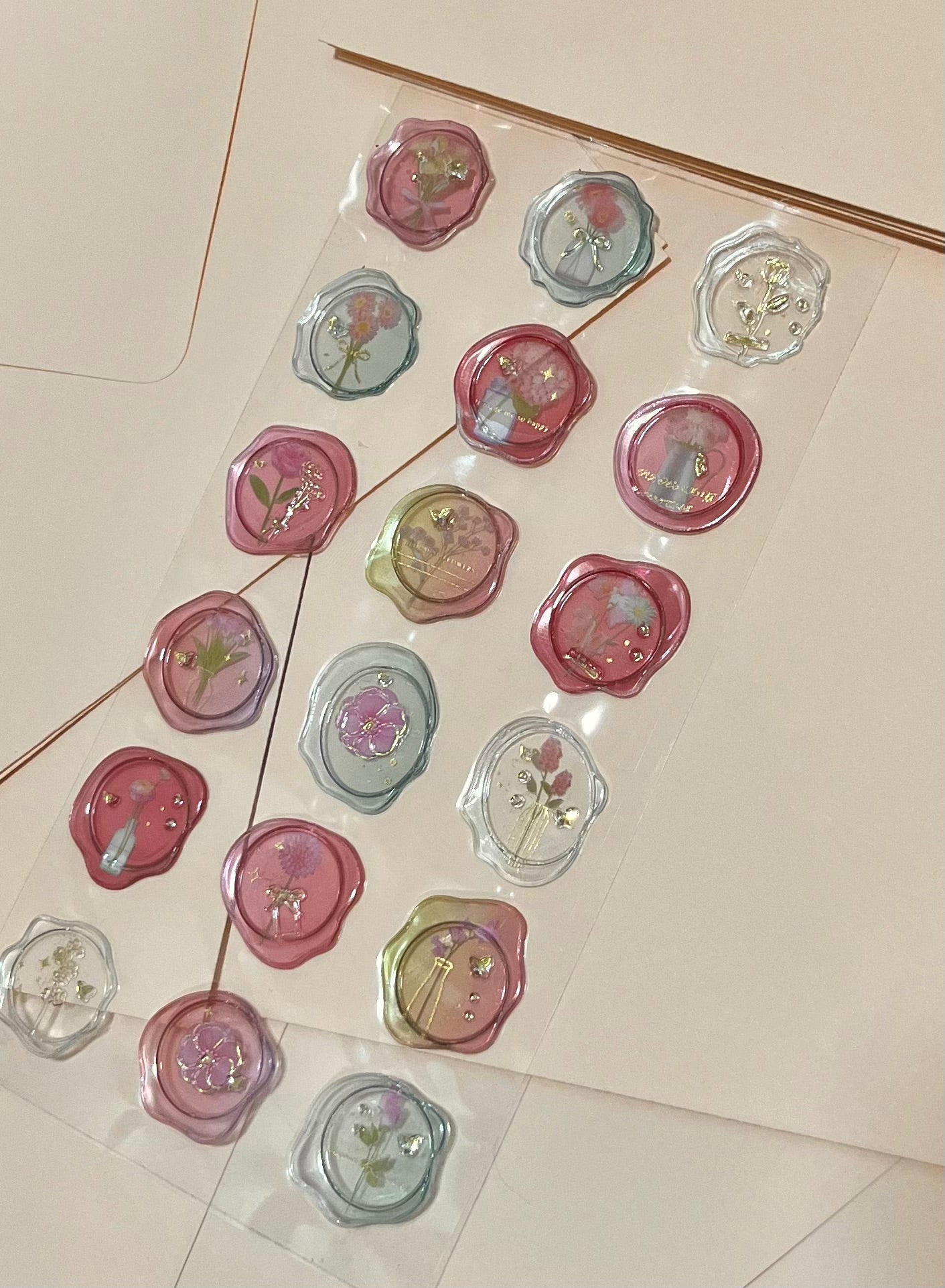 Lámina Stickers sellito para cartas semi transparente