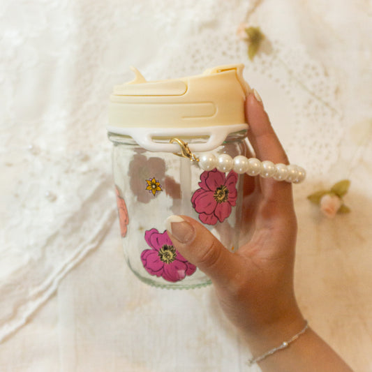 Vasito de vidrio flores