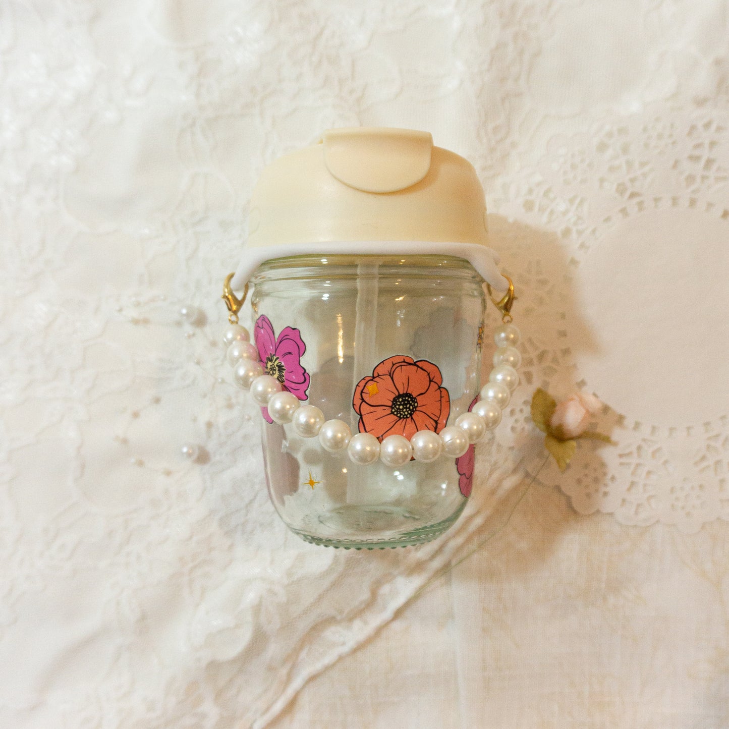 Vasito de vidrio flores