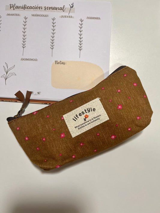 Estuche Vintage Florcitas Marrón