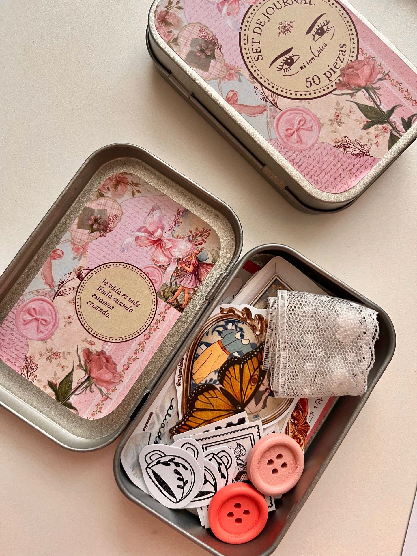 Mini cajita metálica 50 piezas de journal