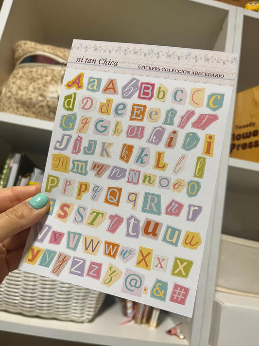 Lámina Stickers Abecedario para tu journal