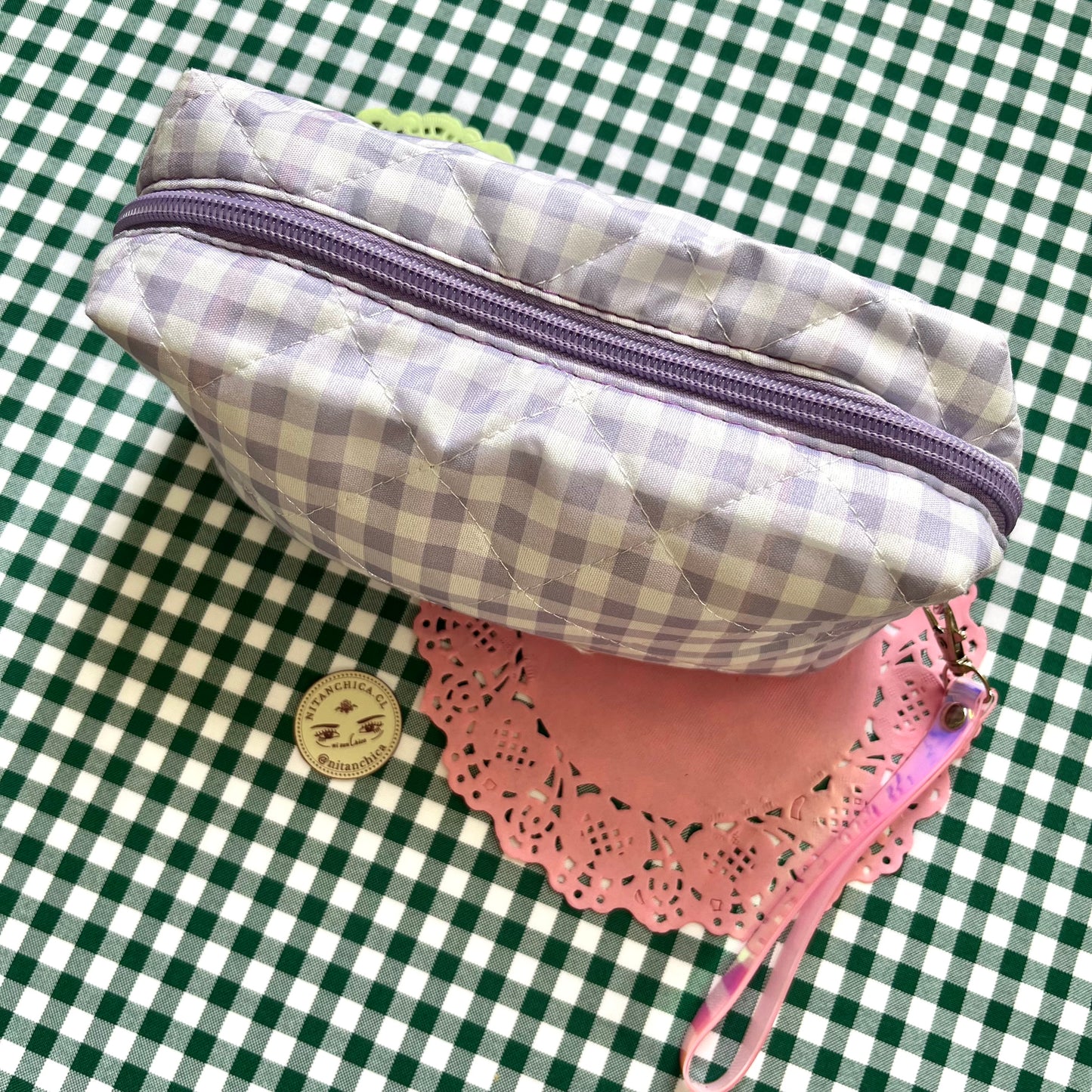 Estuche cuadritos lavanda