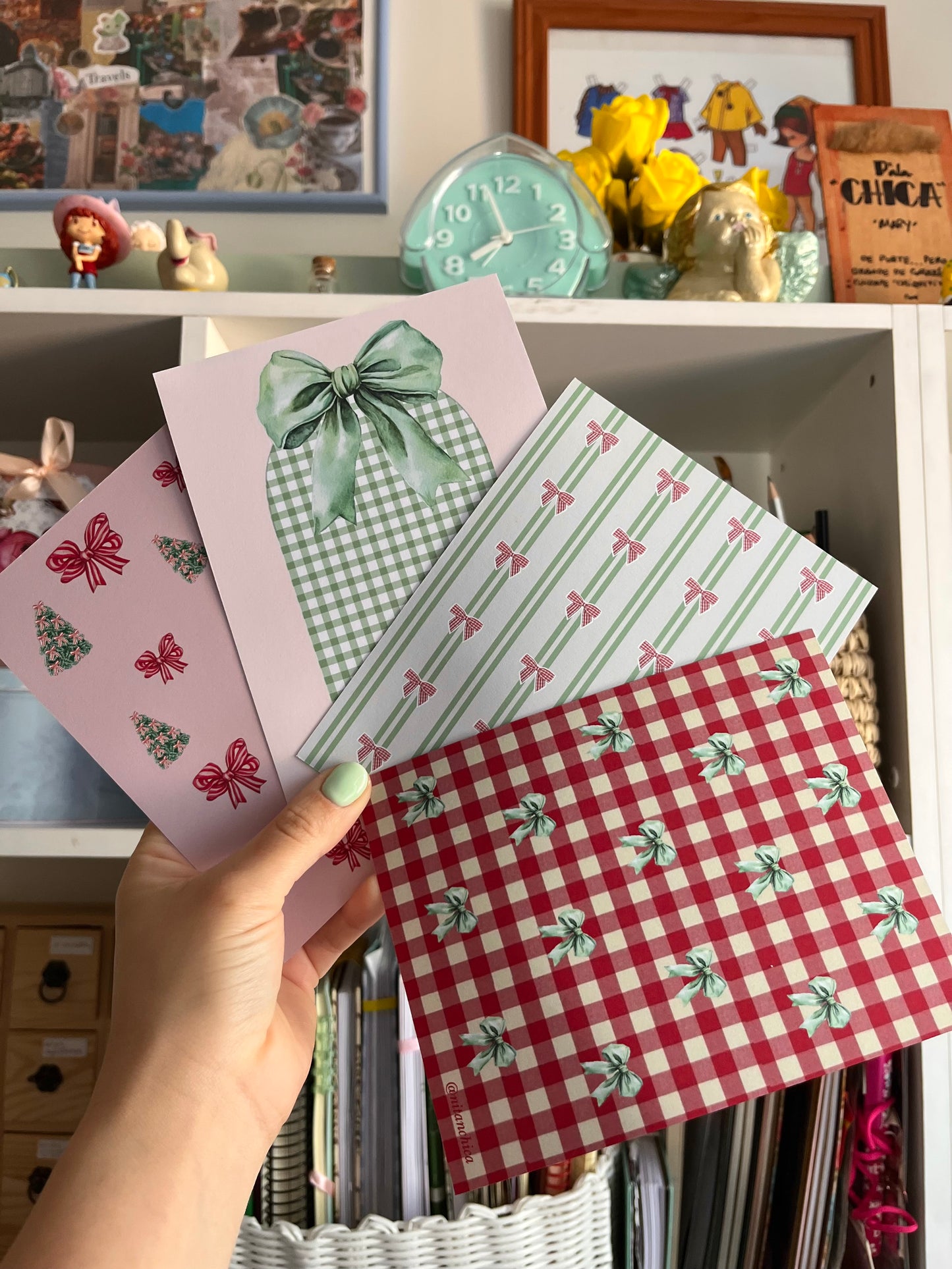 Set Fondos Adhesivos Lazos Navideños