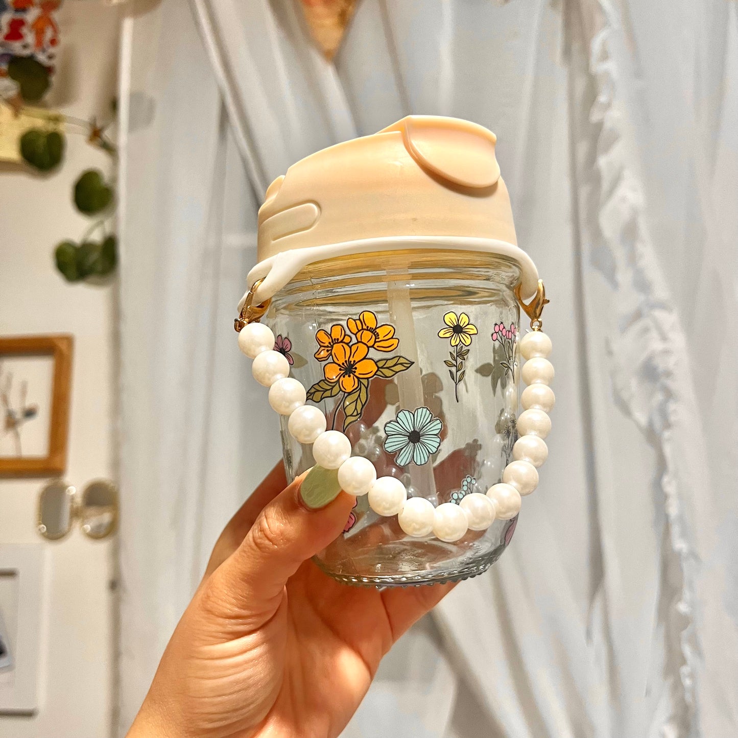 Vasito de vidrio florcitas