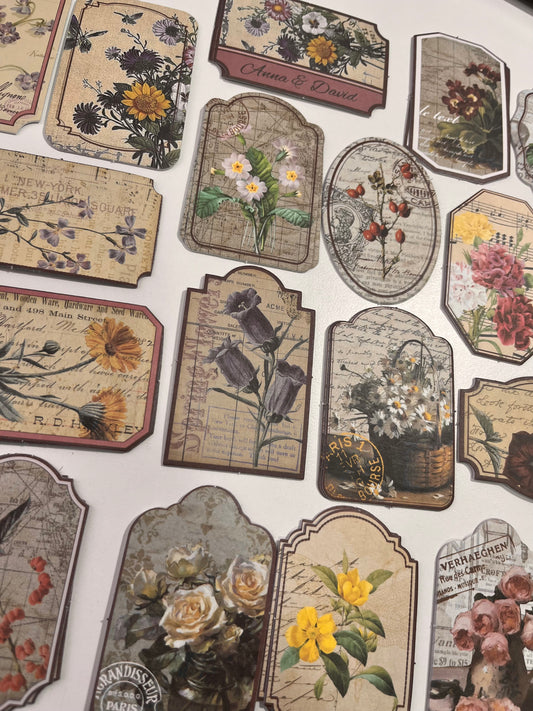 Cajita 60 Stickers Etiquetas Floral