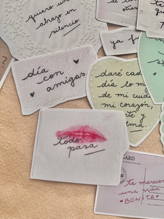 Set 20 stickers pensamientos fugaces