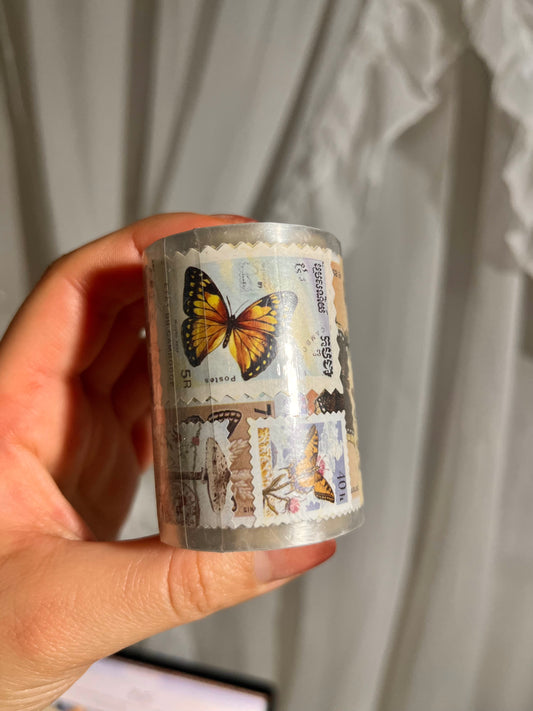 Rollo de Stickers Mariposas estampillas retro