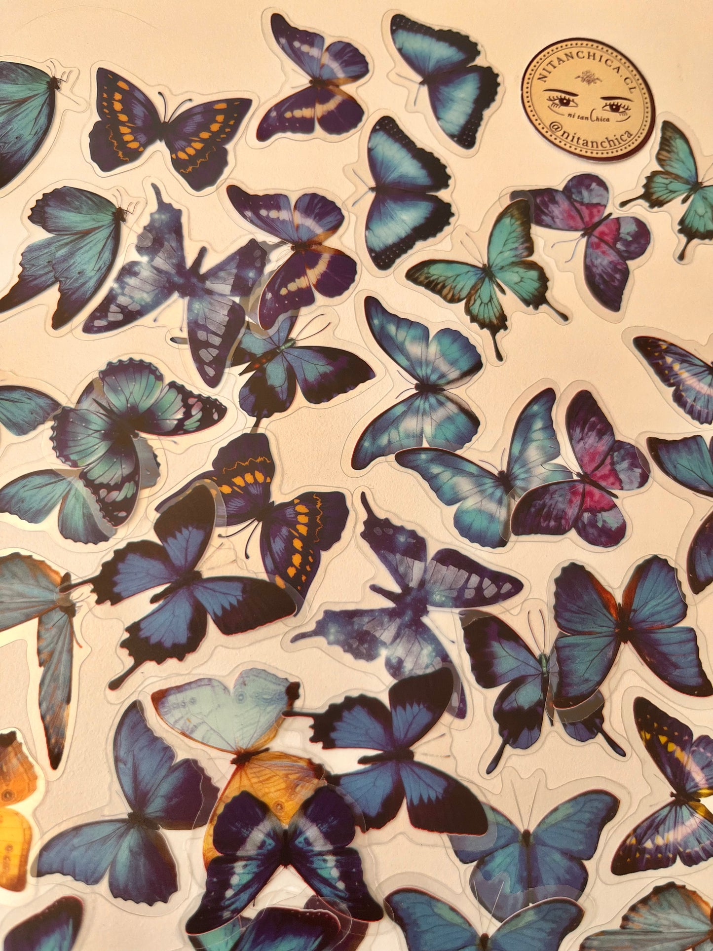 Set 40 stickers impermeables maripositas invernales